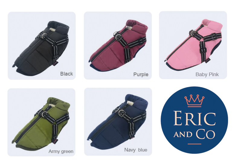 Waterproof Dog Coat With Harness 2 in 1 / Fluffy Fleece Lining / E007