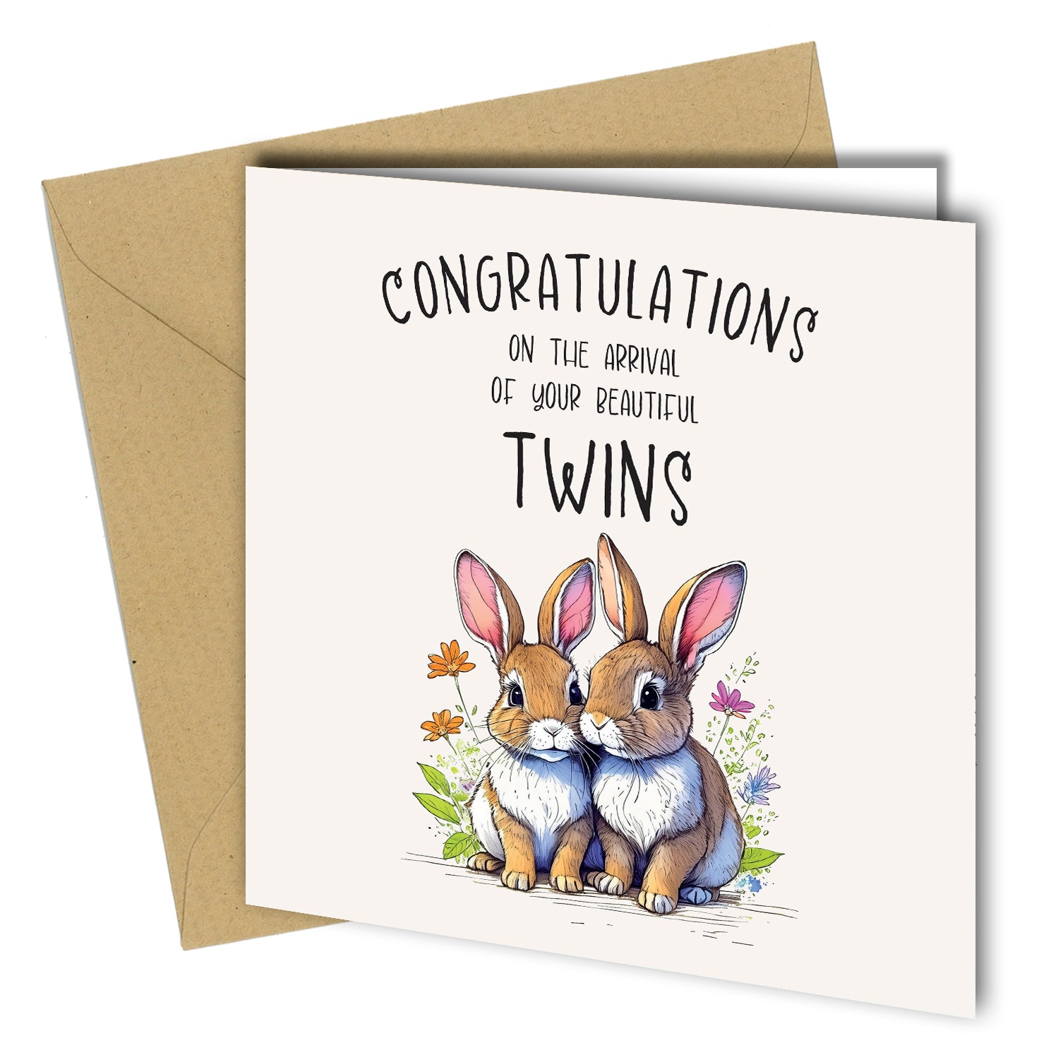Twice The Happiness And Love New Baby Girl Card For Twin Daughters - Greeting Cards