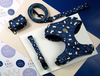 Navy and cream dots and spots Harness set