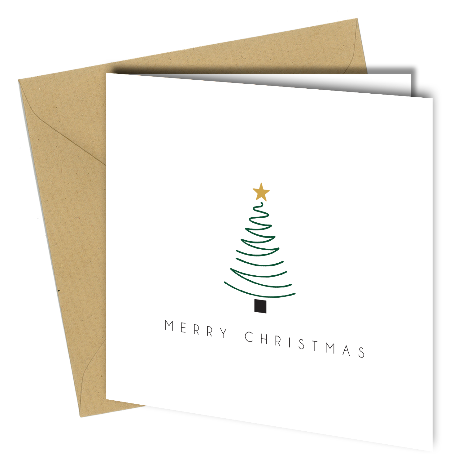 Minimalist Christmas Cards Set (10 Pack) – Modern Tree Designs with Kraft Envelopes - CB019