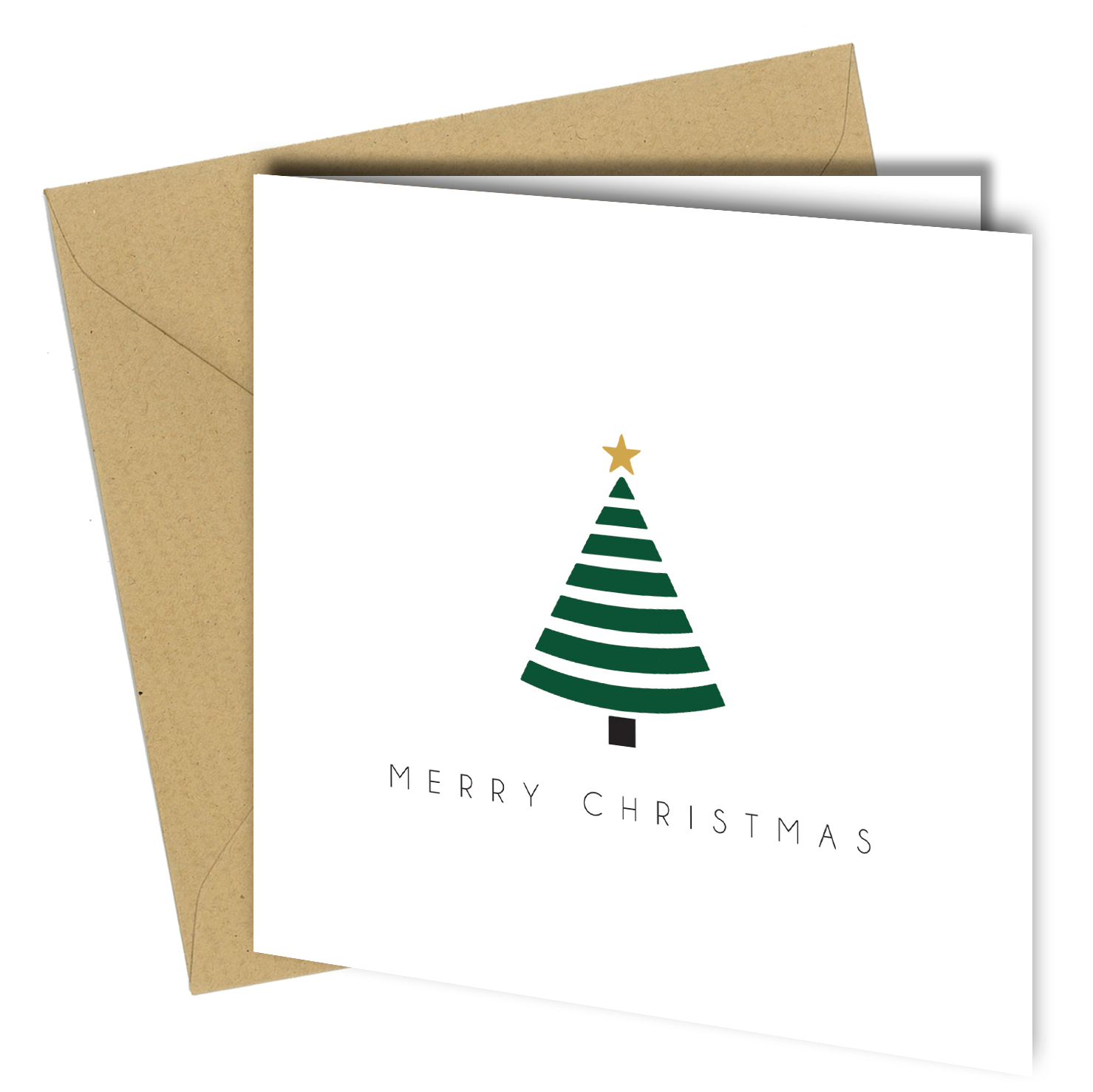 Minimalist Christmas Cards Set (10 Pack) – Modern Tree Designs with Kraft Envelopes - CB019