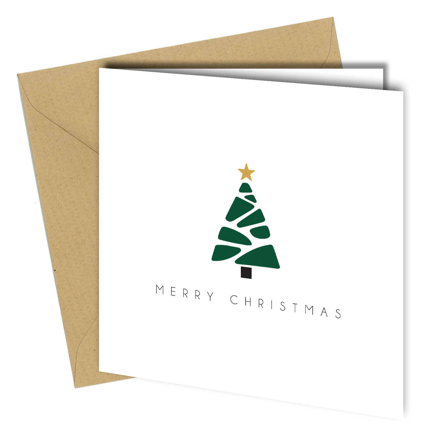 Minimalist Christmas Cards Set (10 Pack) – Modern Tree Designs with Kraft Envelopes - CB019