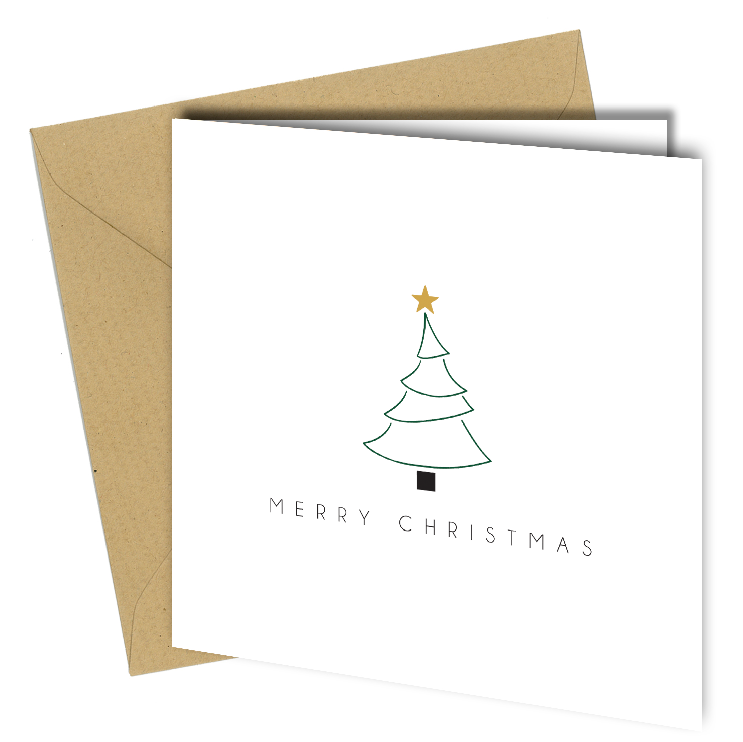 Minimalist Christmas Cards Set (10 Pack) – Modern Tree Designs with Kraft Envelopes - CB019