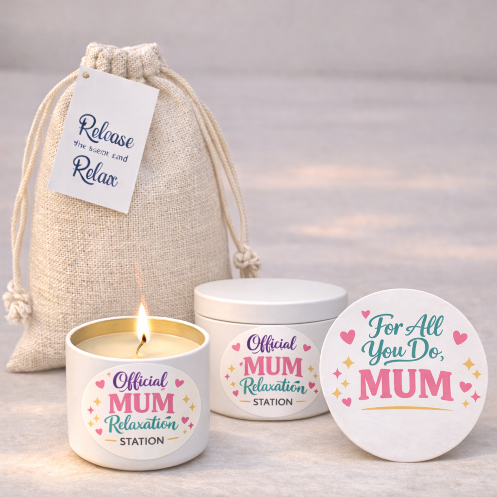 Mum Candle and Coaster Gift Set With Free Gift – Mother’s Day or Birthday Present