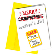 "Merry Christmas - Happy Mother's Day - Sale was £3.99 Now £0.27" mothers day card