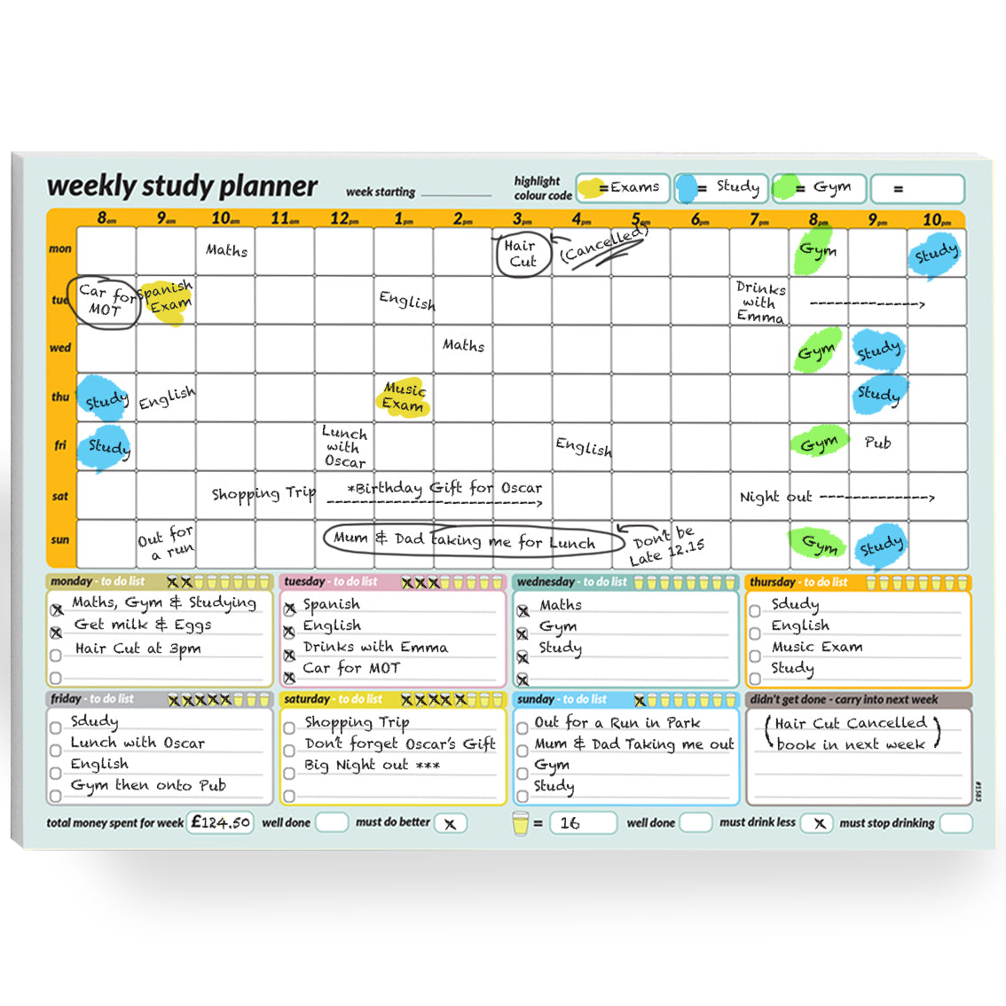 #1583 A4 Weekly Study Planner