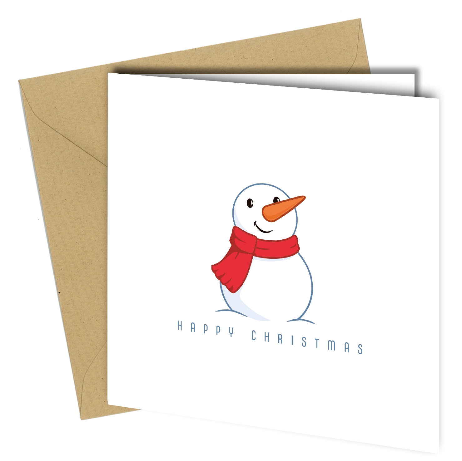 Set of 10 Snowman “Happy Christmas” Cards – Assorted Colours with Kraft Envelopes - CB021