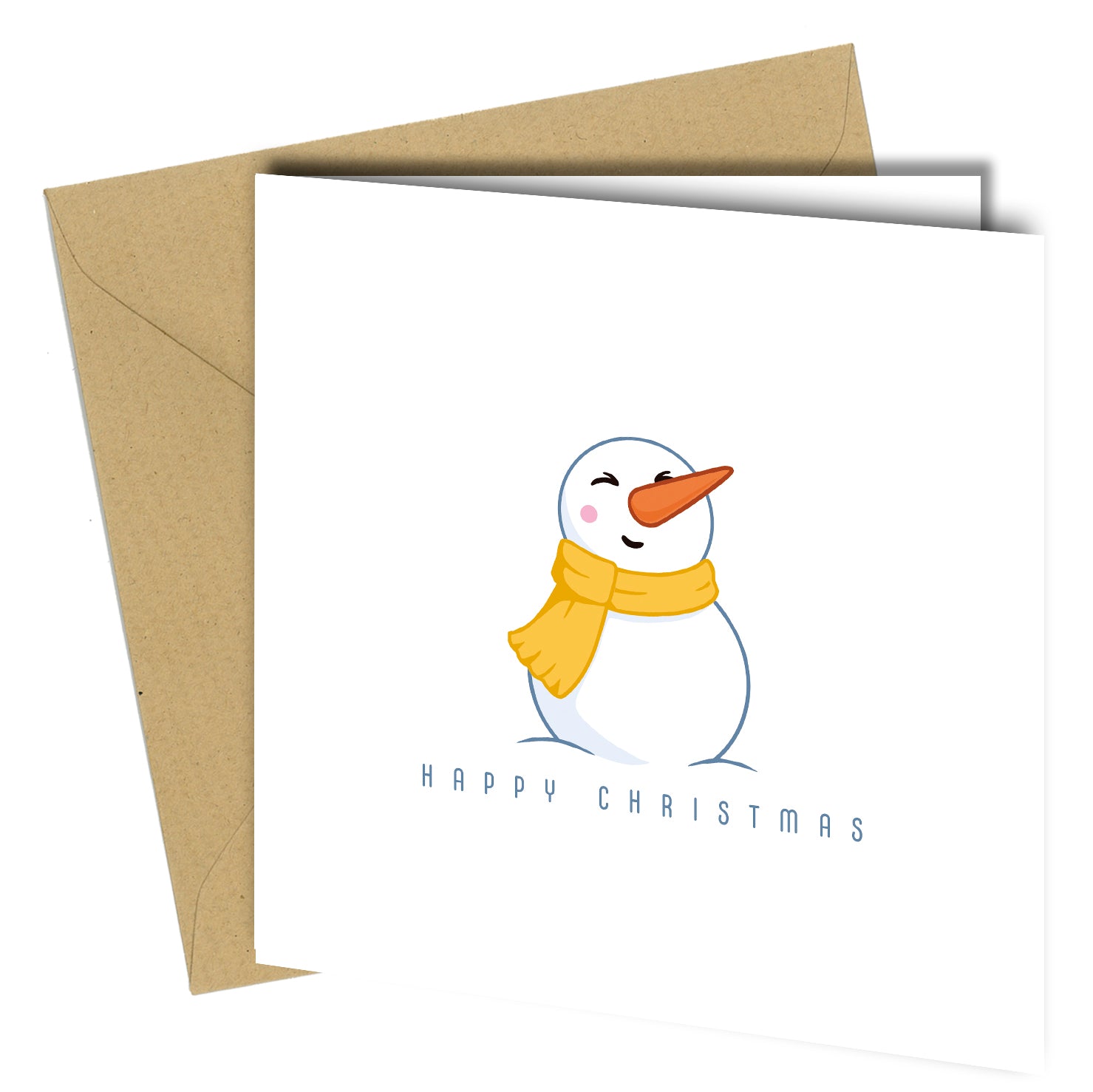 Set of 10 Snowman “Happy Christmas” Cards – Assorted Colours with Kraft Envelopes - CB021