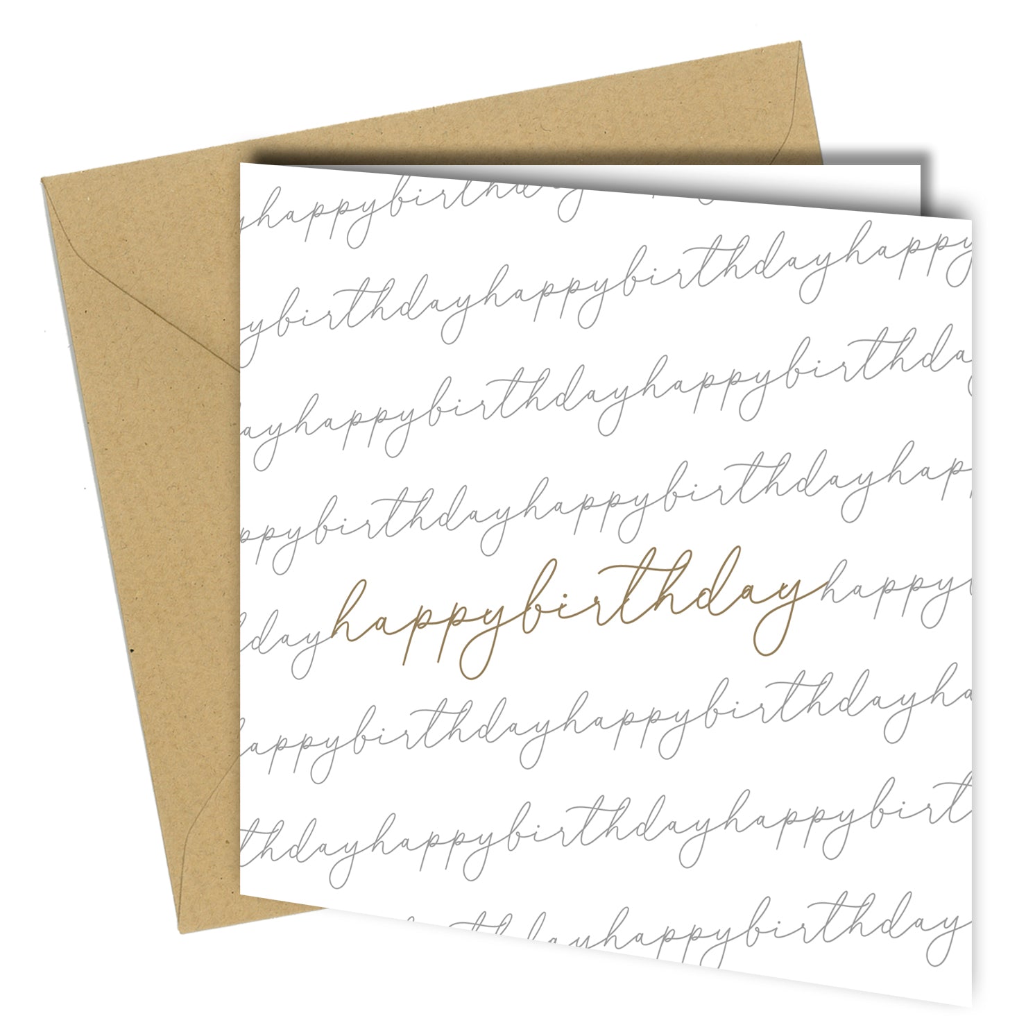 Celebrate a special birthday with this elegant Happy Birthday greeting card, featuring a timeless handwritten script design with a clean and modern finish.

Perfect for friends, family, partners or anyone who appreciates a simple, classy birthday card that suits all ages and styles.

Printed on high-quality card stock and supplied with a matching kraft brown envelope, this card is ideal for posting or handing over in person.

Product Features

Elegant handwritten “Happy Birthday” script design

Modern minim