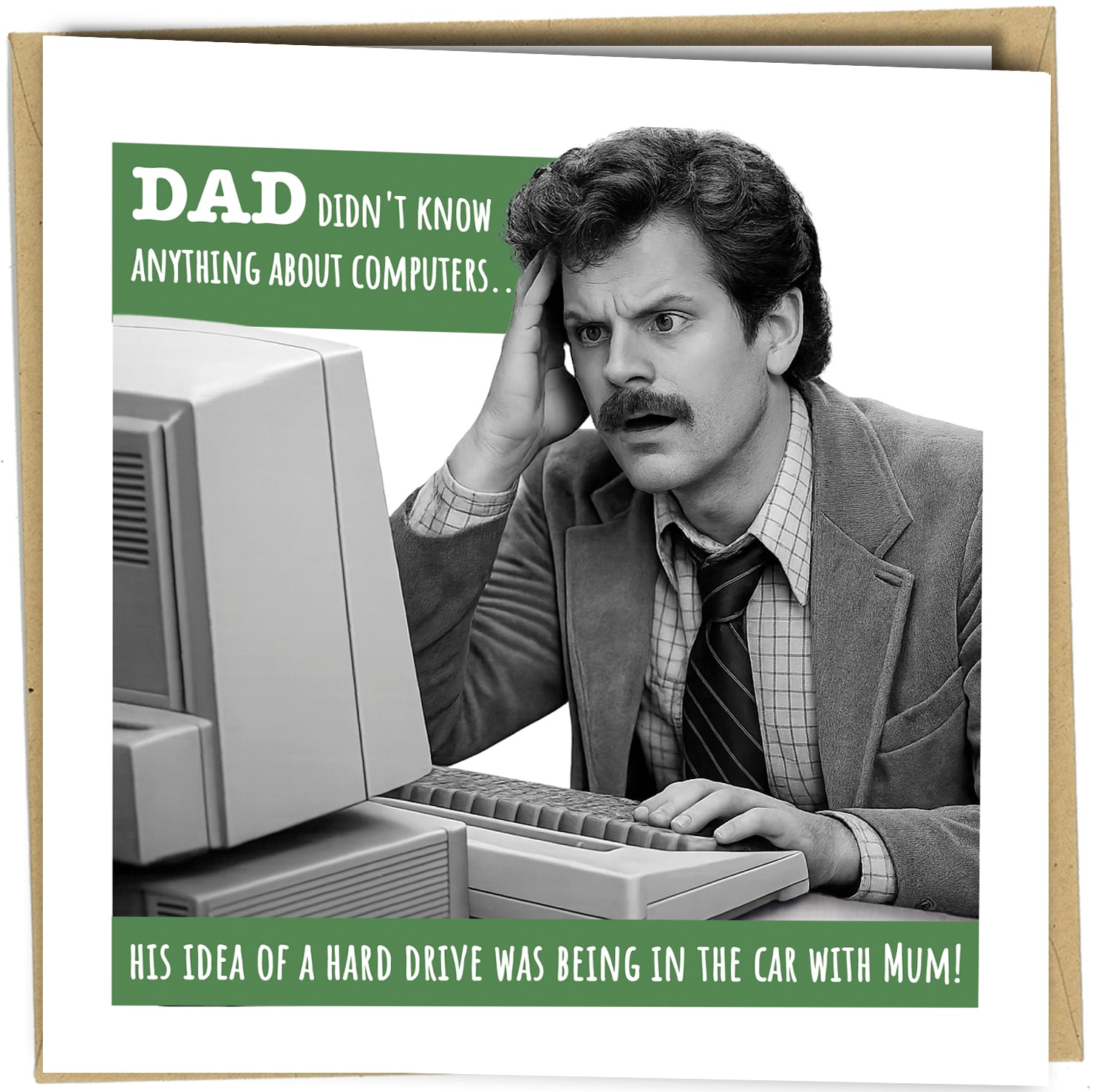 Make Dad laugh out loud this Father’s Day with this hilarious computer-themed greeting card featuring a classic “hard drive” joke.

With a retro office-style design and nostalgic humour, this card is perfect for dads who love technology, dad jokes, or a bit of old-school comedy. Whether it’s for your dad, stepdad, or grandad, this card is guaranteed to stand out and deliver a genuine laugh.

Ideal as a fun standalone gift or paired with a present, this card creates a memorable moment on Father’s Day.

😂 Wh