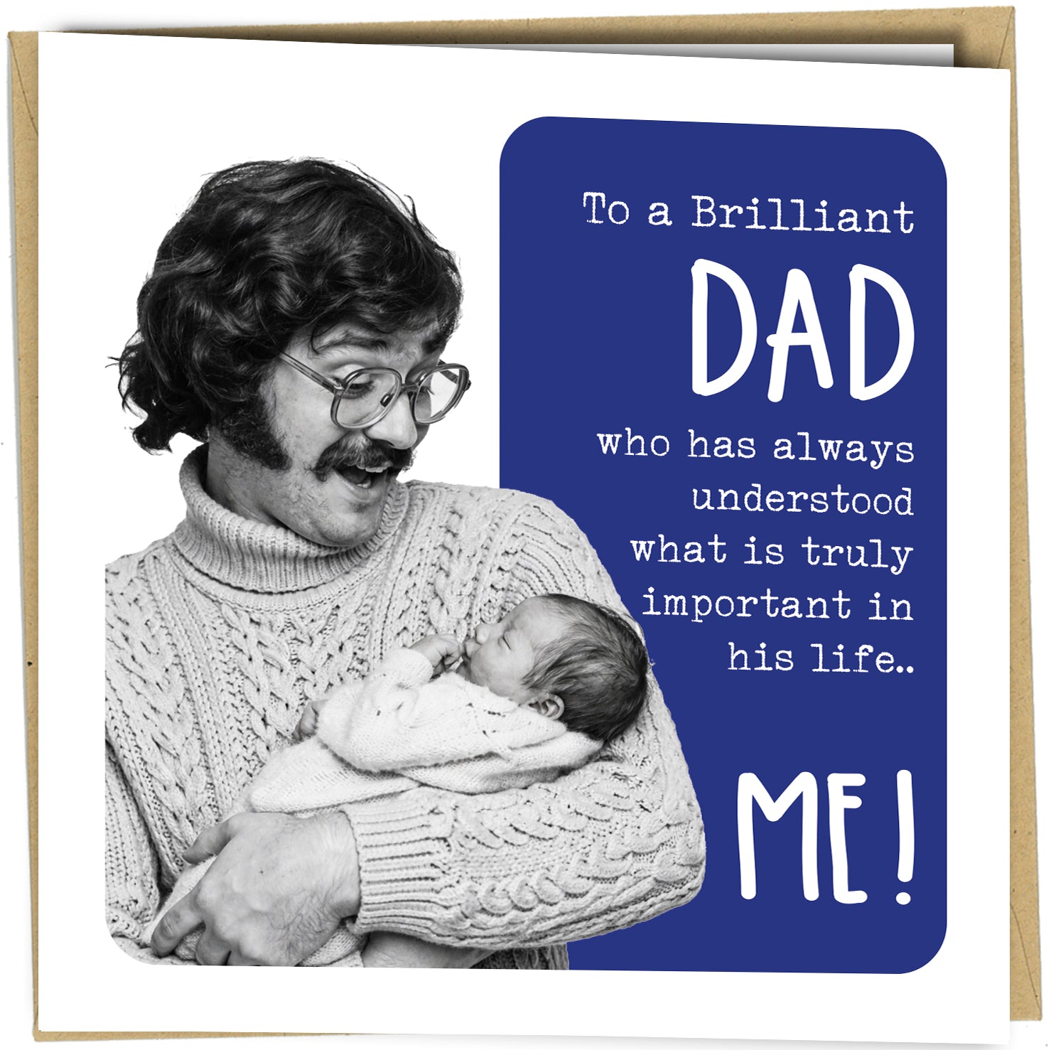 Funny dad birthday or Fathers Day card from son or daughter with humorous message and vintage style design