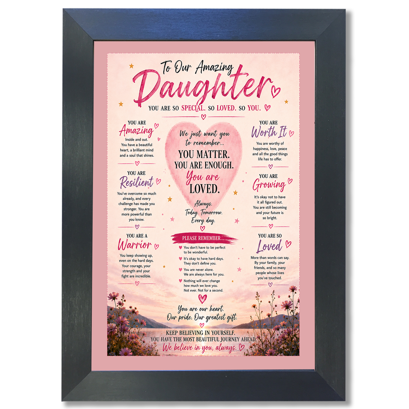 Amazing Daughter Affirmation Print A4 Framed Unframed