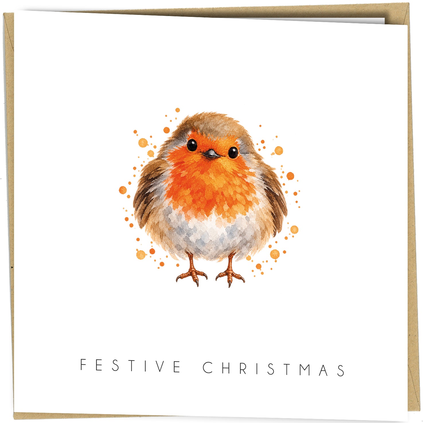 Pack of 10 Robin Christmas Cards | Watercolour Festive Bird Designs - cb117