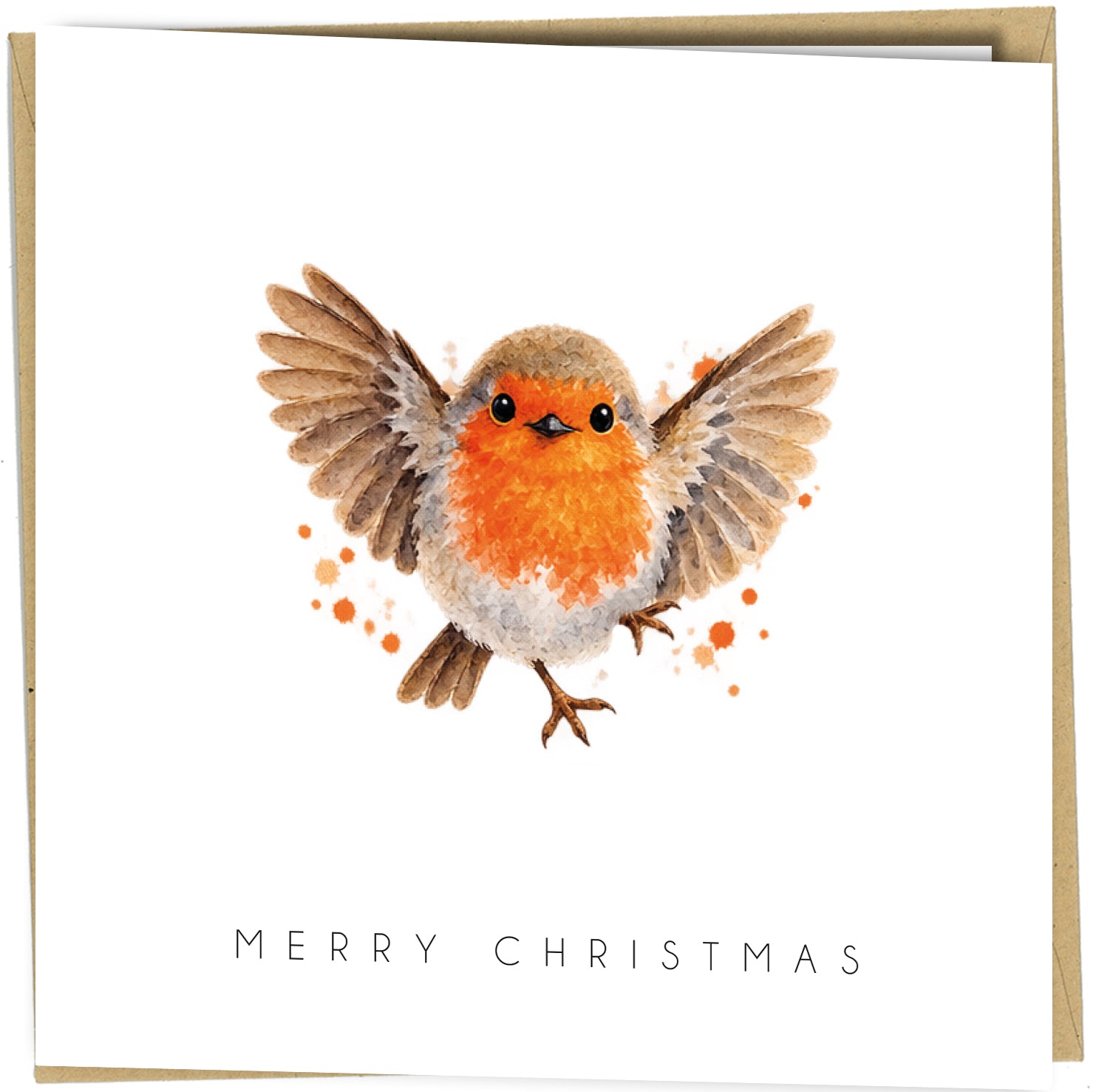 Pack of 10 Robin Christmas Cards | Watercolour Festive Bird Designs - cb117