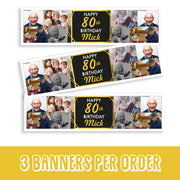 Copy of B008 - 3 x Personalised 80th Birthday Banner
