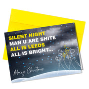 "Silent Night, Man U are shite, All is Leeds, All is bright. Merry Christmas" Burley Banksy (Leeds United inspired) Greeting Cards