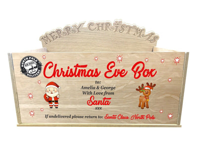 Personalised Christmas Eve Santa Box - Quality Oak Veneer Wooden Father Xmas - Close to the Bone Greeting Cards