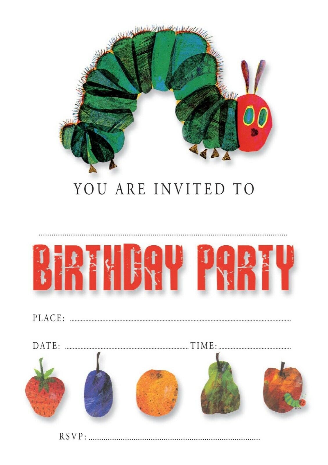 #15 Hungry Caterpillar Invitations x10