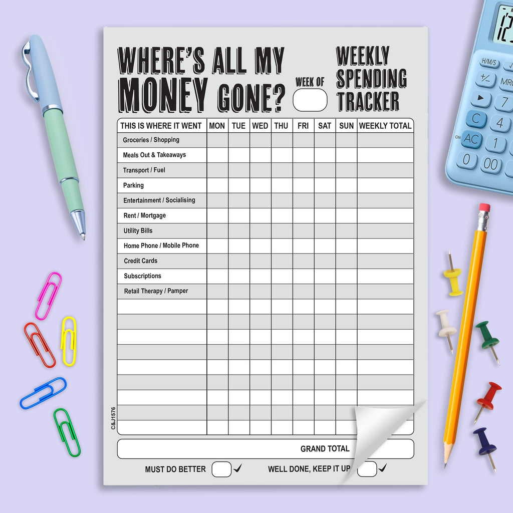 #1576 A5 Weekly Spending Tracker