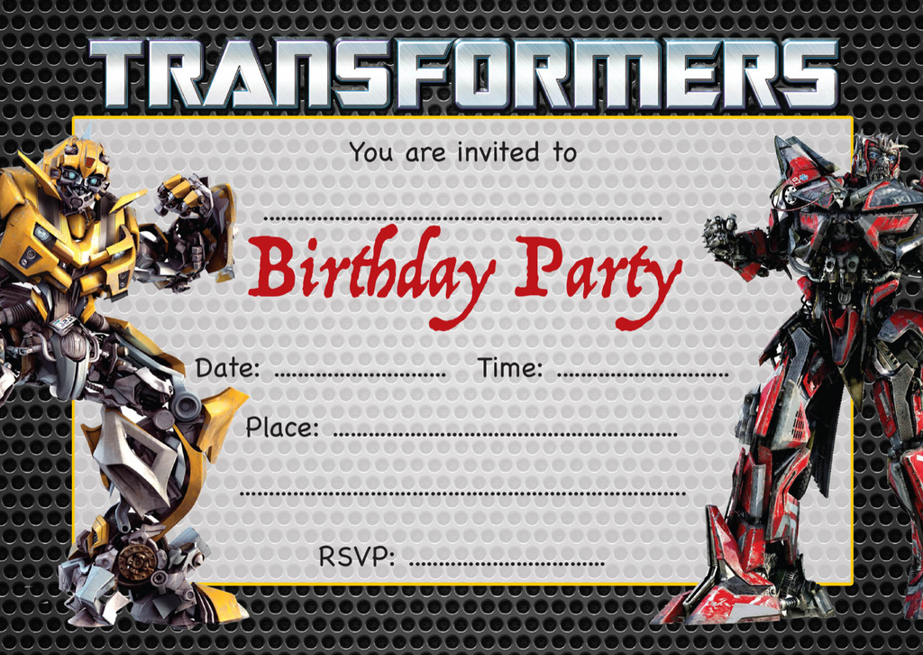 Transformers Invitations