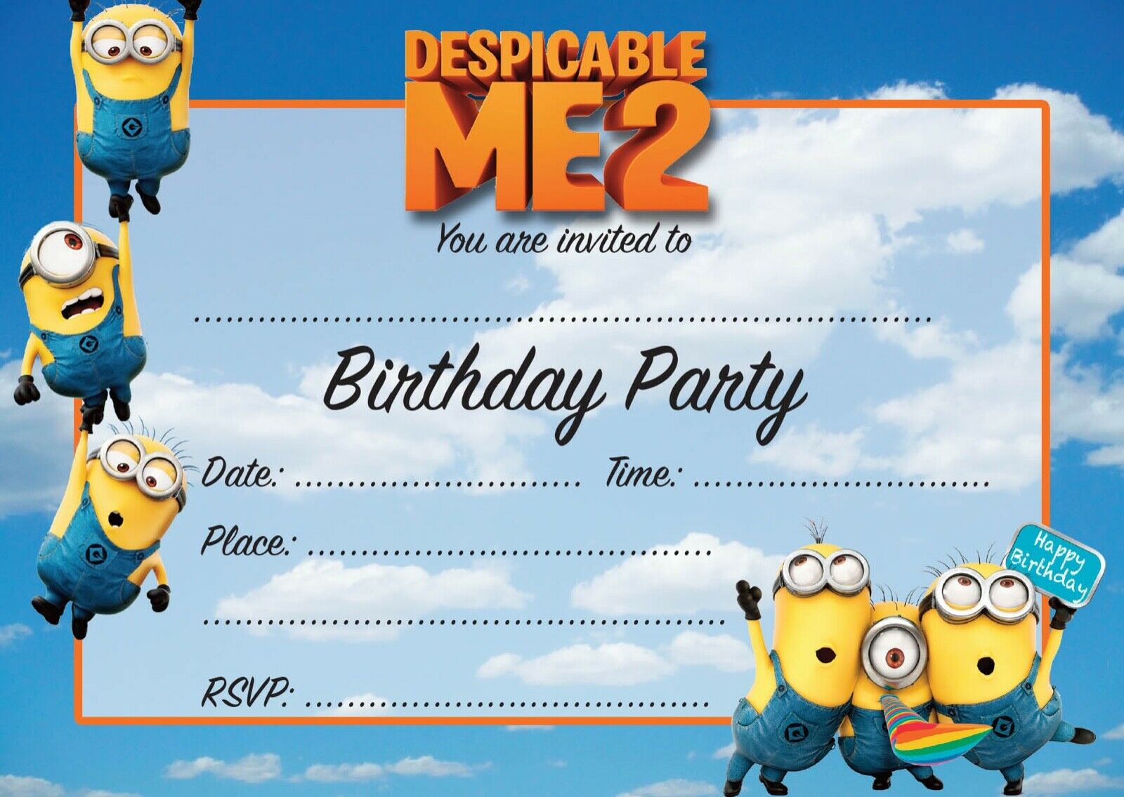 #20 Despicable Me 2 Invitations x10