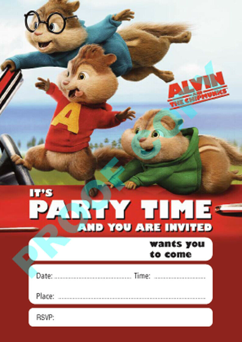 #28 Alvin And The Chipmunks Invitations x10