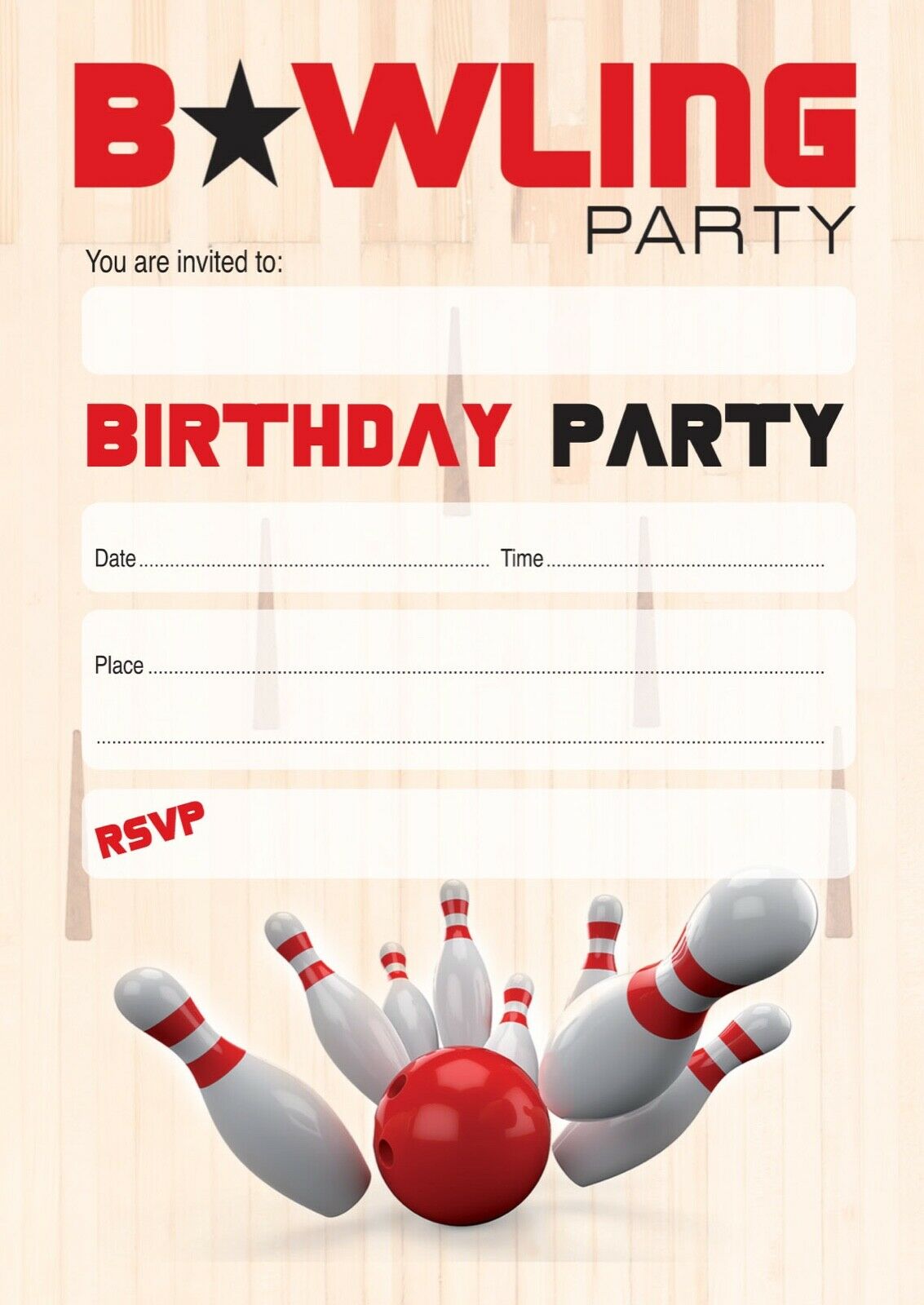 #41 Bowling Party Invitations x10