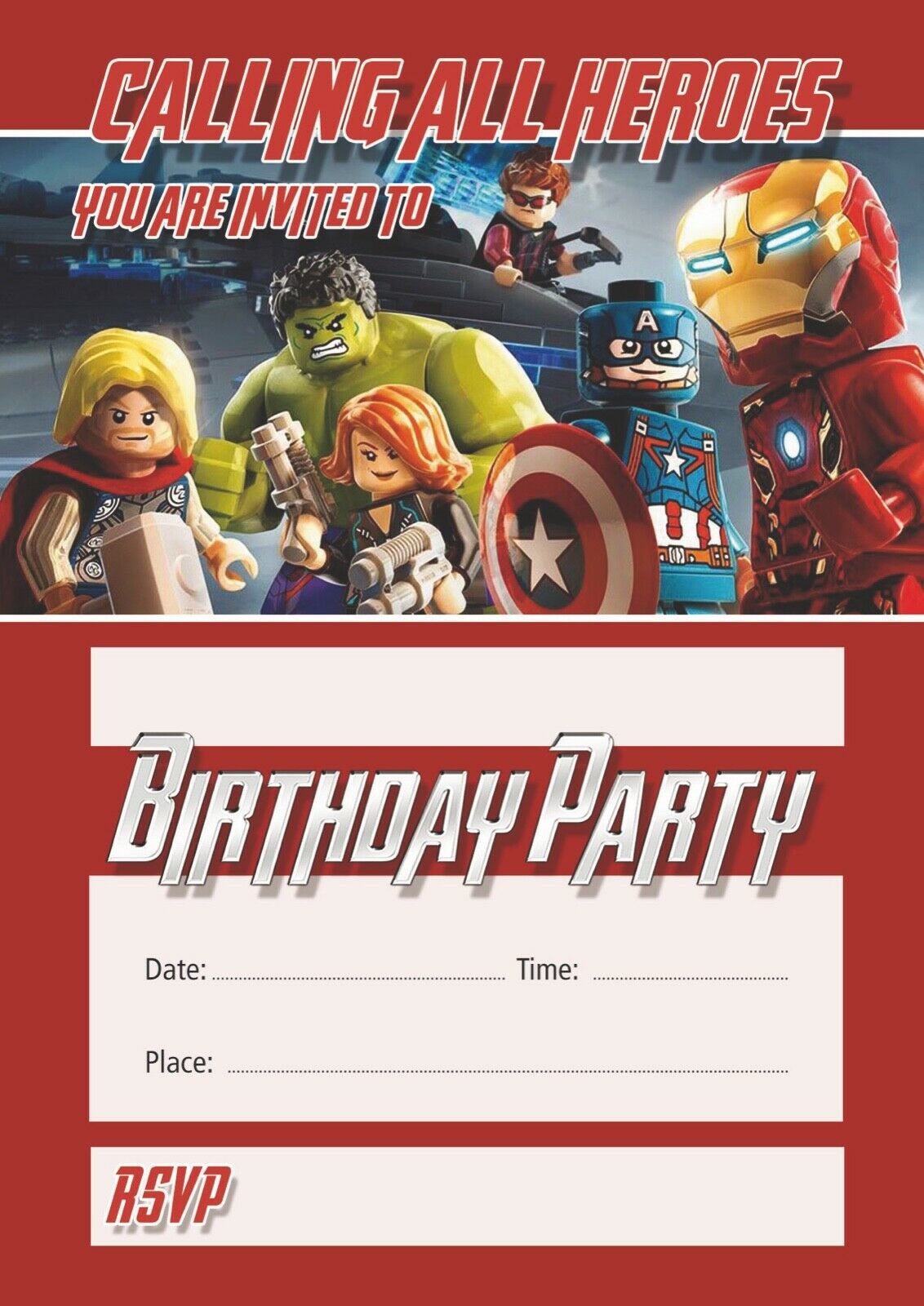 #44 Lego Avengers Invitation x10