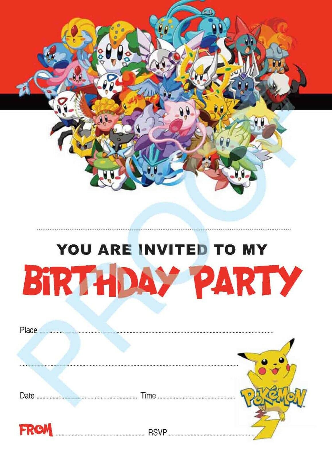 #50 Pokeman Invitation x10