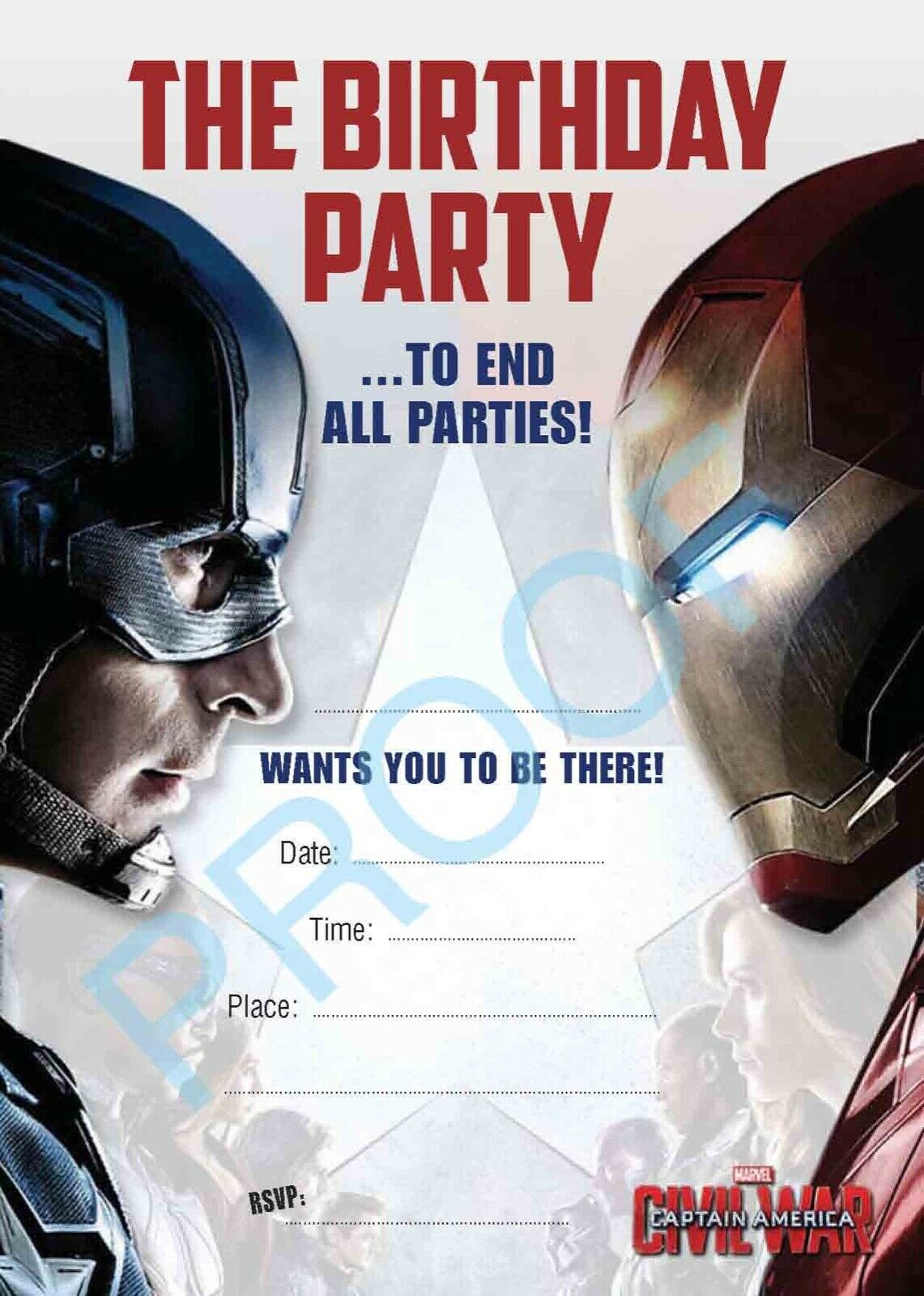 #52 Captain America Invitation x10
