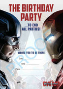 Captain America Birthday Invitations
