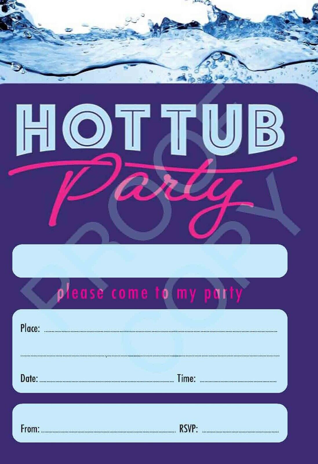#53 Hot Tub Party Invitations x10