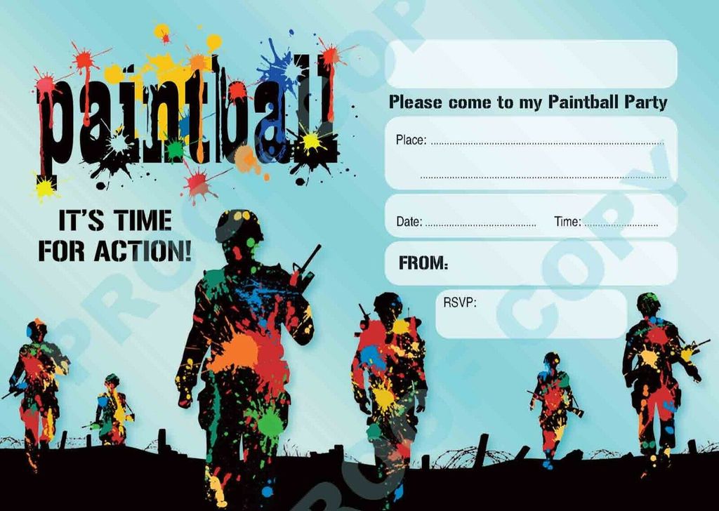 #56 Paintball Invitations x10