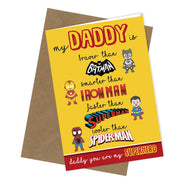 Greetings Card Superhero Comedy Funny Humour Fathers Day or Birthday Daddy #189 - Close to the Bone Greeting Cards
