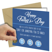 FATHERS DAY CARD Win and Lose DAY OFF Greeting Scratch Card rude funny joke 6x6 - Close to the Bone Greeting Cards