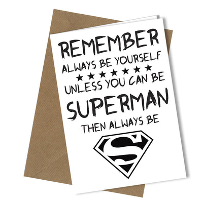 385 Rude Birthday Superman Kids Children's Fathers Day HUSBAND SON BROTHER BOYFRIEND greetings card funny - Close to the Bone Greeting Cards