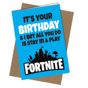 #721 Stay In And Play Fortnite - Close to the Bone Greeting Cards