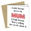 MOTHERS DAY / BIRTHDAY Mum / Mummy Boy Girl Greeting Card rude funny joke cheeky - Close to the Bone Greeting Cards