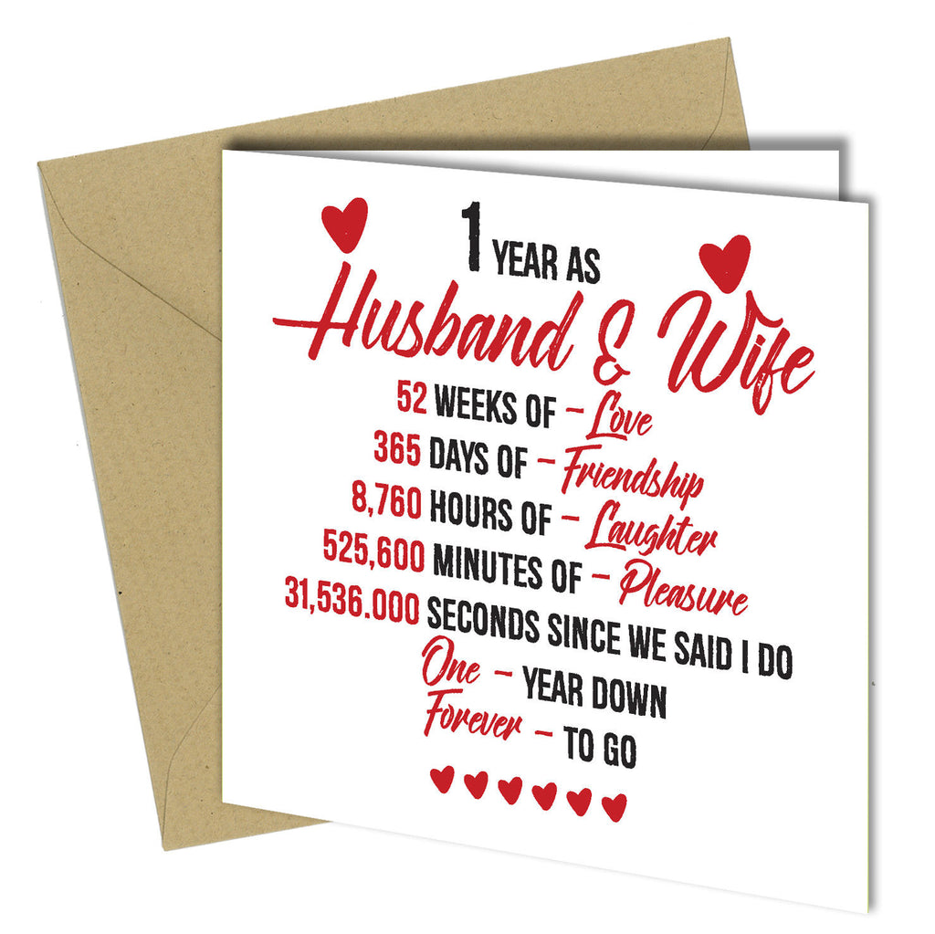 #720 1 Year As Husband And Wife - Close to the Bone Greeting Cards