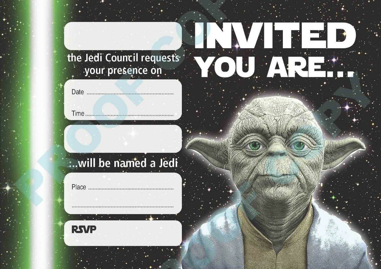 #59 Yoda Starwars Invitations x10
