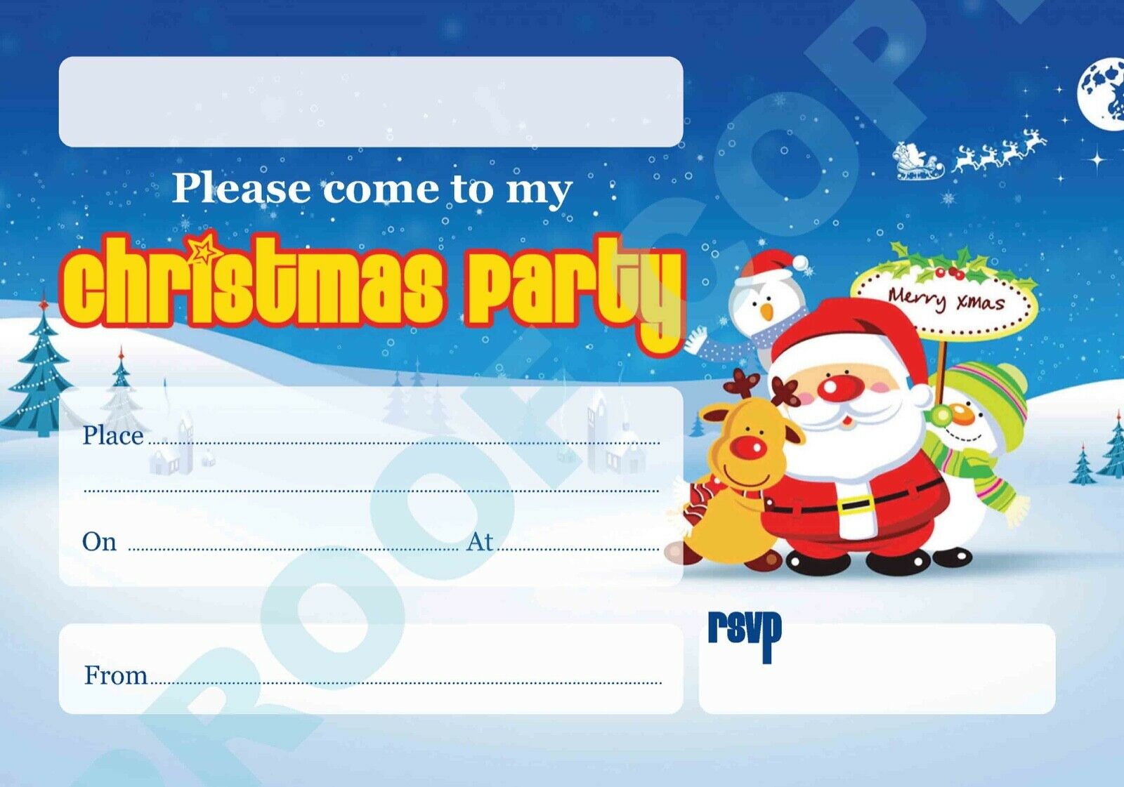 #60 Christmas Santa & Friends Invitations x10
