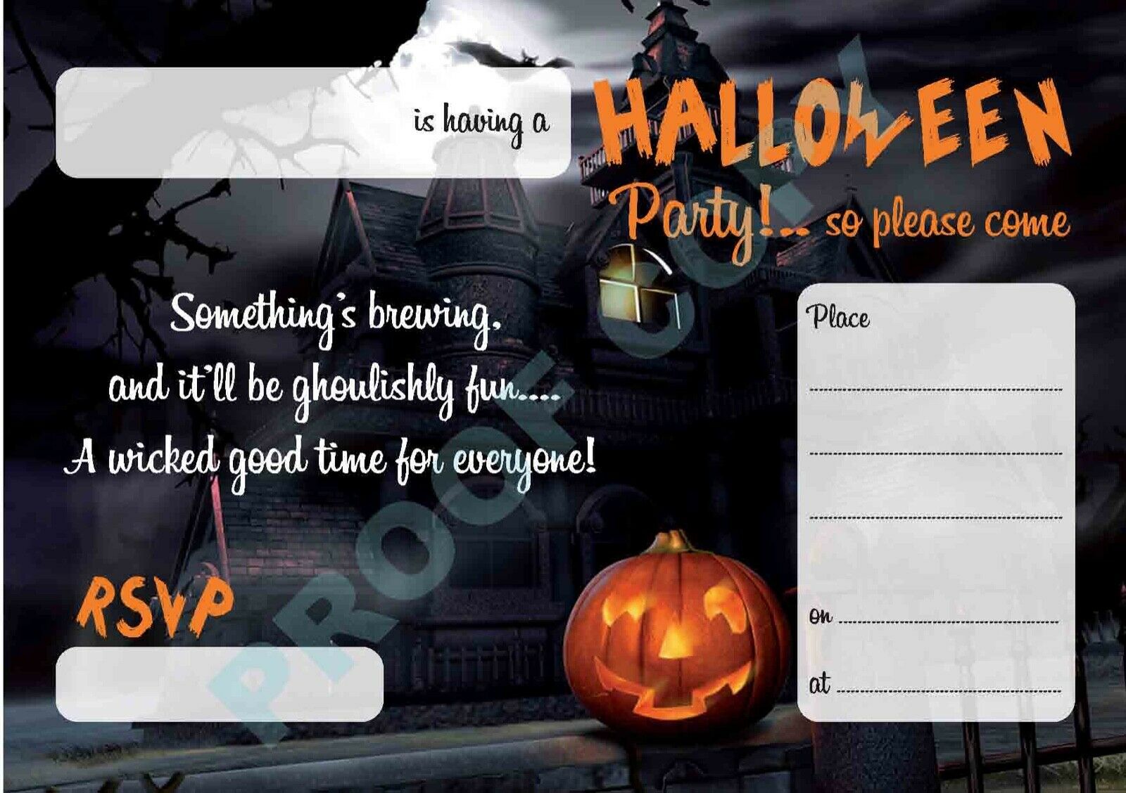 #62 Halloween Invitations x10