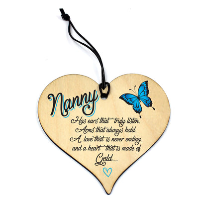 #772 Nanny Gran Granny Birthday Christmas Gift Novelty Plaque Hanging Wood Heart - Close to the Bone Greeting Cards