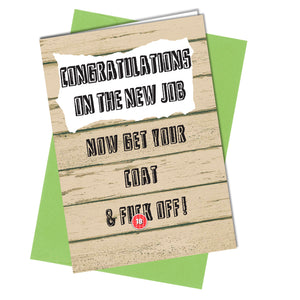 #750 OFFICE CARD New Job Leaving Work Colleague Bye Rude Greeting Funny Card - Close to the Bone Greeting Cards