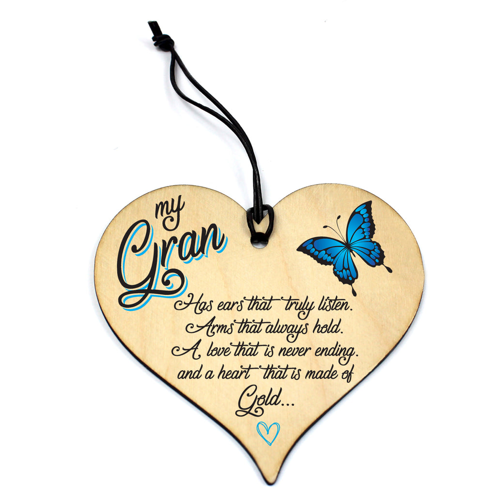 #774 Nanny Gran Granny Birthday Christmas Gift Novelty Plaque Hanging Wood Heart - Close to the Bone Greeting Cards