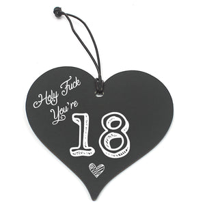 #776 18th 21st 30th 40th 50th 60th 70th Birthday Gift Novelty Plaque Handmade Hanging Heart - Close to the Bone Greeting Cards