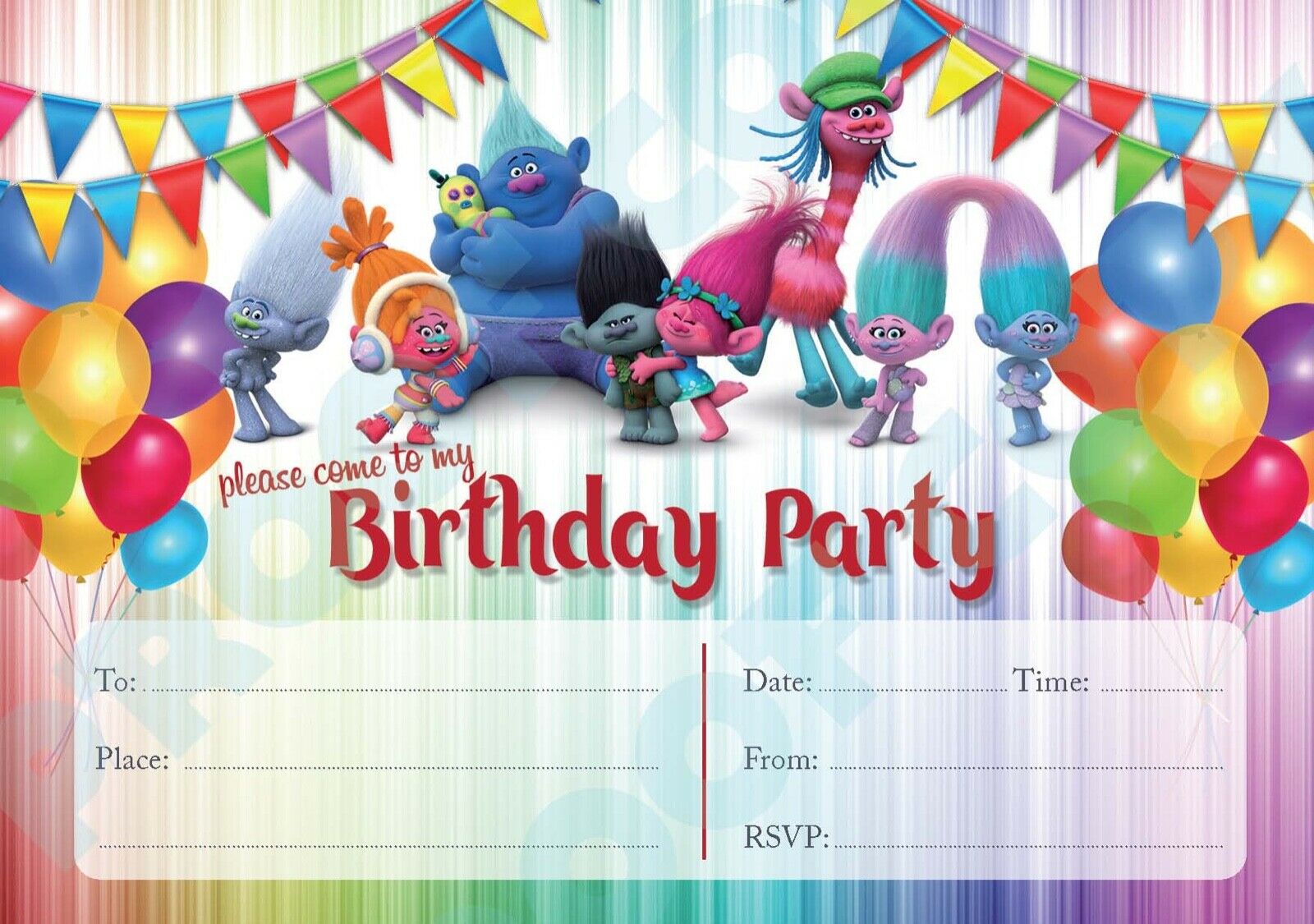 #78 The Trolls Invitations x10