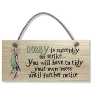 #797 DOBBY Harry Potter Oak Veneer Quality Wooden Plaque Door Hanger Sign 9x19cm - Close to the Bone Greeting Cards