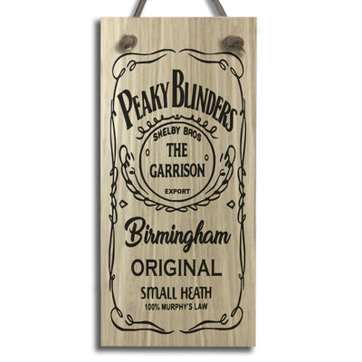 #799 PEAKY BLINDERS Oak Veneer Quality Wooden Plaque Door Hanger Sign 9x19cm - Close to the Bone Greeting Cards