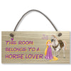 #803 BELONGS TO A HORSE LOVER Oak Veneer Quality Wooden Plaque Door Hanger Sign Birthday gift Kids Children's - Close to the Bone Greeting Cards